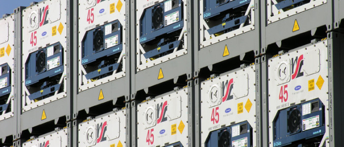 Refrigerated containers at the port of Jacksonville, FL.